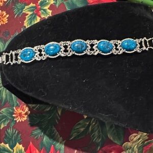 Elegant Silver and Blue Bracelet